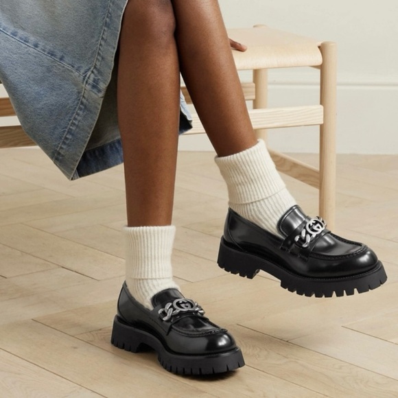 GUCCI GG logo chain chunky lug loafers - Picture 2 of 6